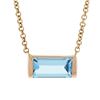 Image 5 : New 14K Rose Gold Emerald Cut Channel Set Blue Topaz Solitaire Pendant & Chain