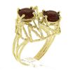 Image 7 : Vintage Handmade 18k Gold 3.2 ctw Round Garnet Open Wire Work Bypass Cocktail Ri