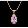 Image 2 : 14KT Rose Gold 32.47 ctw GIA Certified Kunzite and Diamond Pendant With Chain