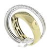 Image 4 : 18k TT Gold 0.25 ctw Pave Diamond & Polished Multi Row Crossover Wide Band Ring