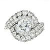 Image 4 : Vintage Platinum 4.58 ctw GIA Round & Pear Cut Diamond Domed Swirl Cocktail Ring