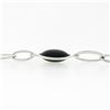 Image 5 : Luca Carati 18k White Gold 4 Station Bezel Black Onyx Long Open Chain Necklace