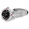 Image 6 : Rolex Ladies Stainless Steel Black Diamond And Ruby Date Wristwatch 26MM
