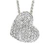 Image 2 : Italian 14k White Gold 1.0 ctw Pave Diamond Heart Slide Pendant w/ 16" Wheat Cha