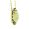 Image 5 : NEW 14k Gold 6.31 ctw GIA Oval Cabochon Opal w/ Emerald Halo Pendant Necklace