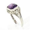 Image 7 : Antique Art Deco 10K Gold Bezel Amethyst Solitaire w/ Open Filigree Petite Ring