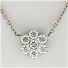 Image 2 : New 14K White Gold 1.05 ctw G VS1 Diamond Petite Flower Cluster Pendant Necklace
