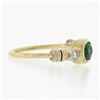 Image 5 : 18K Yellow Gold Elongated Oval Green Tourmaline Solitaire & Diamond Band Ring