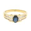 18k Yellow Gold .94 ctw Solitaire Oval Sapphire w/ Baguette & Round Diamond Ring
