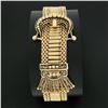 Image 4 : Victorian Revival 14K Gold Black Enamel Tassel Fancy Slide Buckle Strap Bracelet