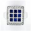 De Hago 18k White Gold 2.65 ctw Sapphire Diamond Square Dome Platter Cocktail Ri
