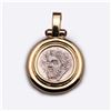 18K Yellow Gold Pendant With Rubies & Ancient Silver Greek Coin