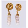 Image 4 : Pair 18K Yellow Gold Mabe & Baroque Pearl Earrings