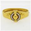 Antique Victorian Etruscan 18K Gold Natural Pearl w/ Enamel Open Bangle Bracelet