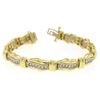 14K Yellow White Gold 1.50 ctw Round Pave Set Diamonds Wavy Bracelet
