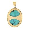 Image 5 : Vintage 14k Gold Oval Cabochon Bezel Set Turquoise w/ Twisted Wire Frame Pendant
