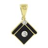 Vintage 14K Gold Inlaid Black Onyx & 0.28 ctw Bezel Round Diamond Enhancer Penda