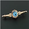 Image 2 : Antique Victorian 14k Gold Blue Stone & Seed Pearl Halo Tapered Bar Brooch Pin