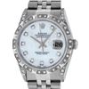 Image 1 : Rolex Mens Stainless Steel Diamond Lugs And Pyramid Bezel Datejust Wristwatch