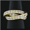 Image 5 : French 18k Gold Cubic Zirconia Channel Rolling Trinity Crossover Three Band Ring