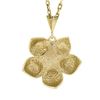 Image 5 : Solid 14k Yellow Gold 0.04 ctw Diamond Detailed Textured Flower Pendant Necklace