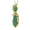 Image 2 : Vintage 18k Gold GIA Carved Emerald & Diamond Textured Dangle Pendant Necklace