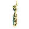 Image 5 : Vintage 18k Gold GIA Carved Emerald & Diamond Textured Dangle Pendant Necklace