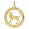 Image 1 : Italian 14k Gold Detailed 3D Lion Diamond Cut Frame Leo Zodiac Medallion Pendant
