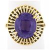 Image 1 : Vintage 14k Gold Oval Synthetic Alexandrite w/ Slotted Open Work Solitaire Ring