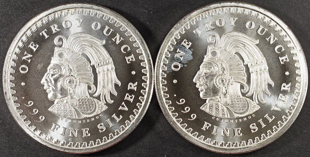 (2) 1 OZ .999 SILVER AZTEC CALENDAR ROUNDS