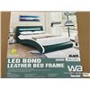 Image 1 : (UN-USED) BLACK LED BOND LEATHER QUEEN BED FRAME