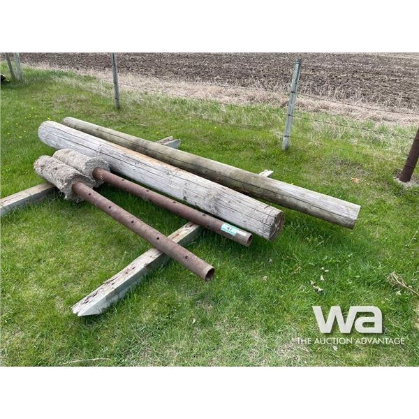 (2) STEEL POSTS, (2) HD WOOD POSTS