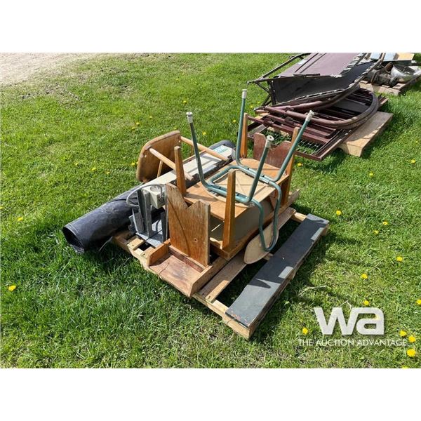 WOOD BENCH & CHAIRS, ROLL OF POLY