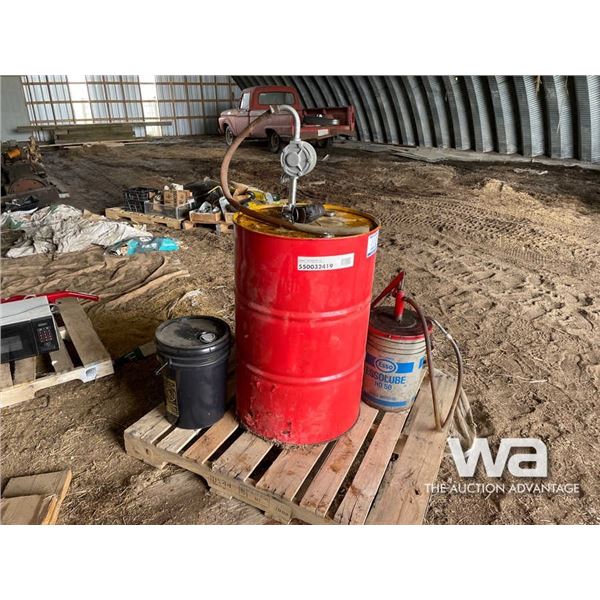 PARTIAL OIL BARREL & PUMP, OIL PAIL & PUMP