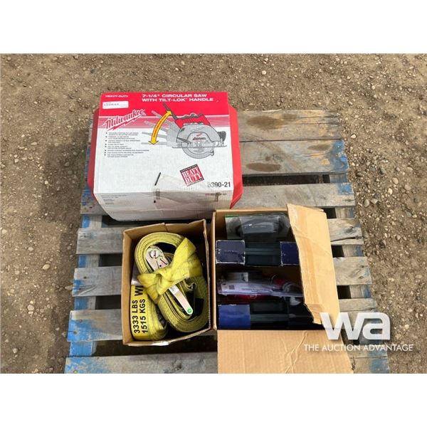 MILWAUKEE 7 1/4" SKILL SAW, RATCHET STRAPS