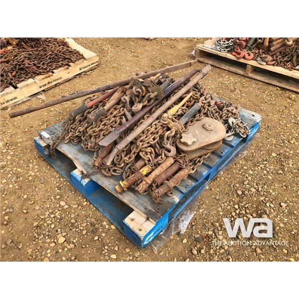 CHAINS, RATCHET BOOMERS, SNATCH BLOCK, DECK PINS
