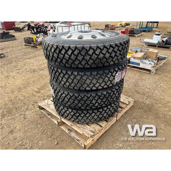 (4) HUMSUNG 11R24.5 TRUCK DRIVE TIRES