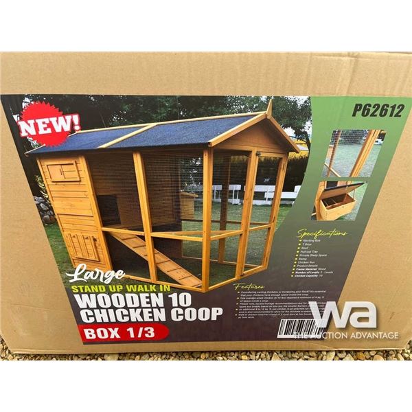(UNUSED) WOODEN 10 CHICKEN COOP