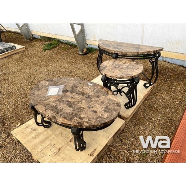 (3) MARBLE  TABLES