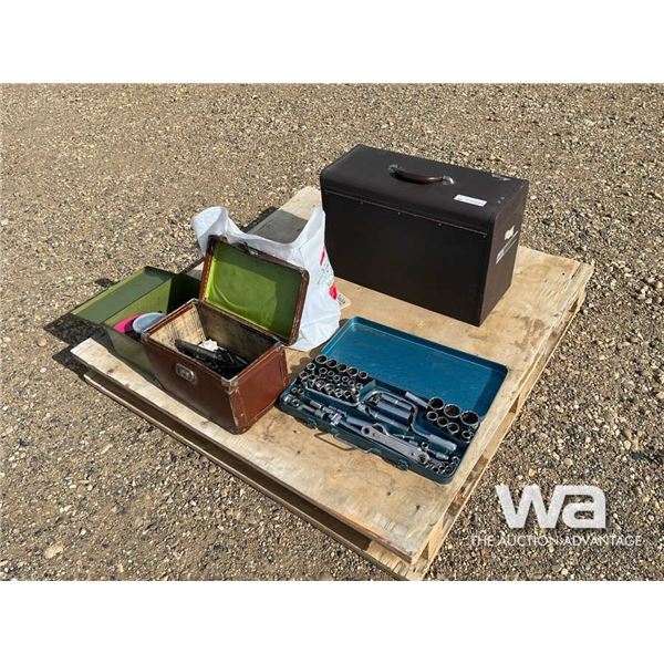 DRILL BITS, SOCKET SET, TOOL BOX WITH TOOLS