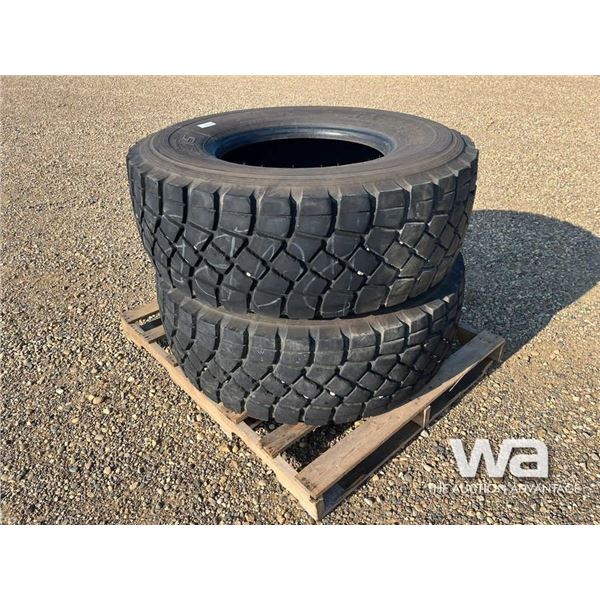 (2) BRIDGESTONE 425/65R22.5 TRUCK STEERING TIRES
