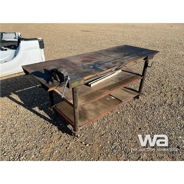 7X2.5 FT. STEEL SHOP TABLE W/VICE