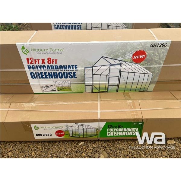 (UNUSED) 12X8 FT. POLYCARBONATE GREENHOUSE