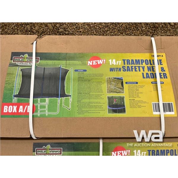 (UNUSED) 14FT. TRAMPOLINE W/SAFETY NET & LADDER
