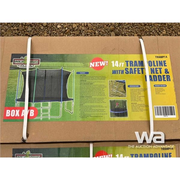 (UNUSED) 14FT. TRAMPOLINE W/SAFETY NET & LADDER