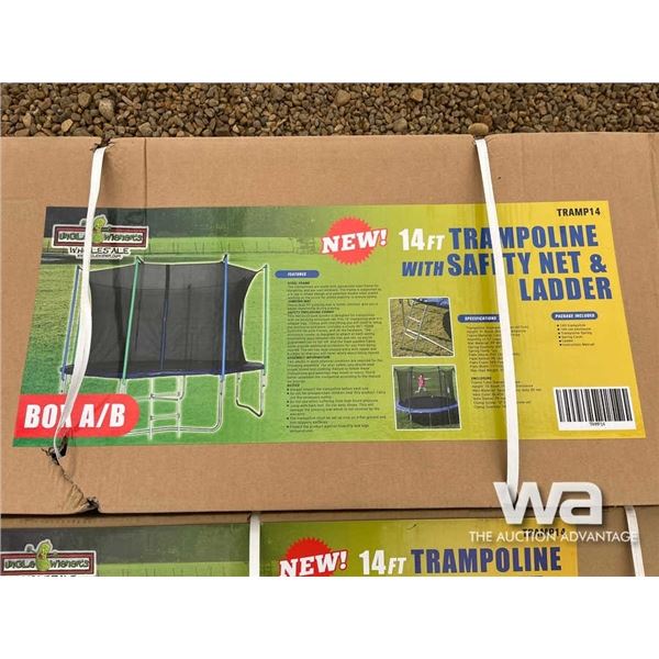 (UNUSED) 14FT. TRAMPOLINE W/SAFETY NET & LADDER