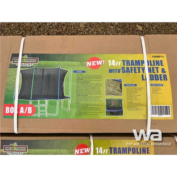 (UNUSED) 14FT. TRAMPOLINE W/SAFETY NET & LADDER