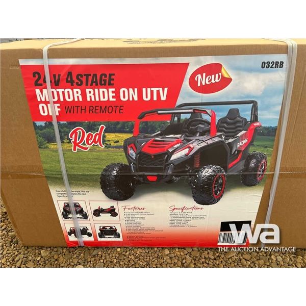 (UNUSED) 24 V 4 STAGE MOTOR RIDE ON UTV W/REMOTE