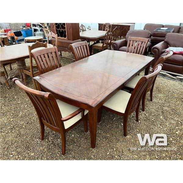 WOOD DINING TABLE & 6 CHAIRS