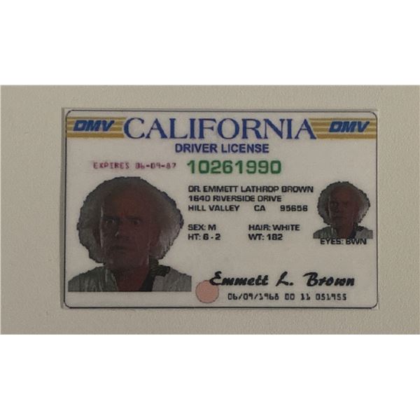 Back to the Future prop license- Dr. Emmett Brown
